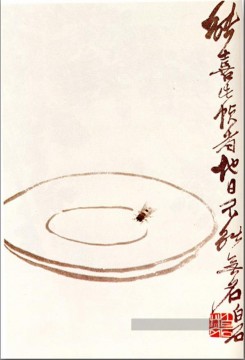  Plate Art - Qi Baishi Fly sur un plateau ancienne Chine à l’encre